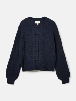 Rafferty Navy Blue Cable Knit Cardigan