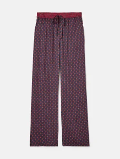 Red & Navy Satin Wide Leg Trousers