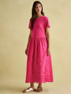Reid Pink Broderie 100% Cotton Dress
