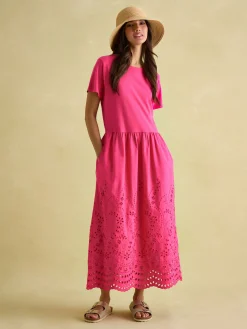 Reid Pink Broderie 100% Cotton Dress
