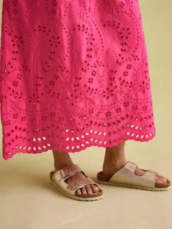 Reid Pink Broderie 100% Cotton Dress