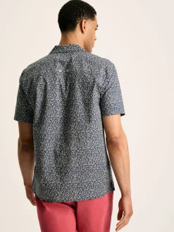 Revere Blue Floral Printed Short Sleeve Shirt