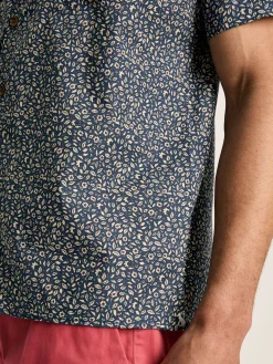 Revere Blue Floral Printed Short Sleeve Shirt