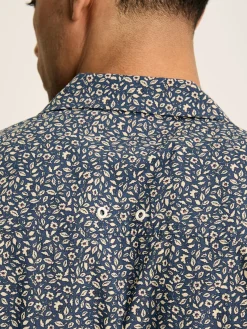 Revere Blue Floral Printed Short Sleeve Shirt