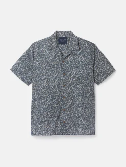 Revere Blue Floral Printed Short Sleeve Shirt