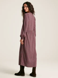 Robyn Burgundy Red Balloon Sleeve Midi Dress