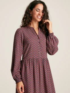 Robyn Burgundy Red Balloon Sleeve Midi Dress