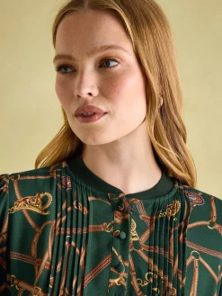 Rosa Green Printed Maxi Shirt Dress