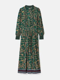 Rosa Green Printed Maxi Shirt Dress
