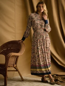 Rosa Multi Printed Maxi Shirt Dress