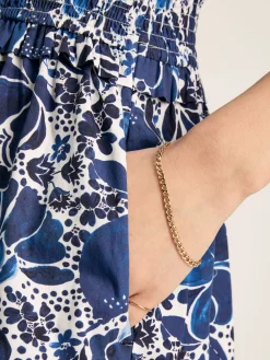 Rosalie Blue & White V-Neck Frill Dress