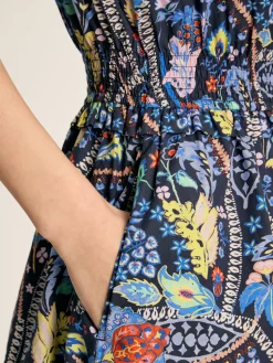 Rosalie Blue V-Neck Frill Dress