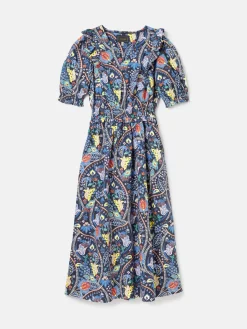 Rosalie Blue V-Neck Frill Dress