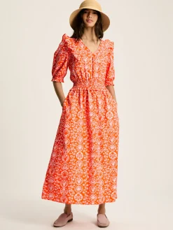 Rosalie Pink V-Neck Frill Dress