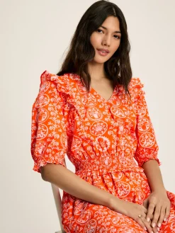 Rosalie Pink V-Neck Frill Dress