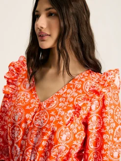 Rosalie Pink V-Neck Frill Dress