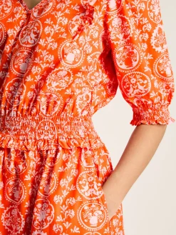 Rosalie Pink V-Neck Frill Dress