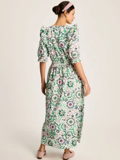 Rosalie Pink/Green V-Neck Frill Dress