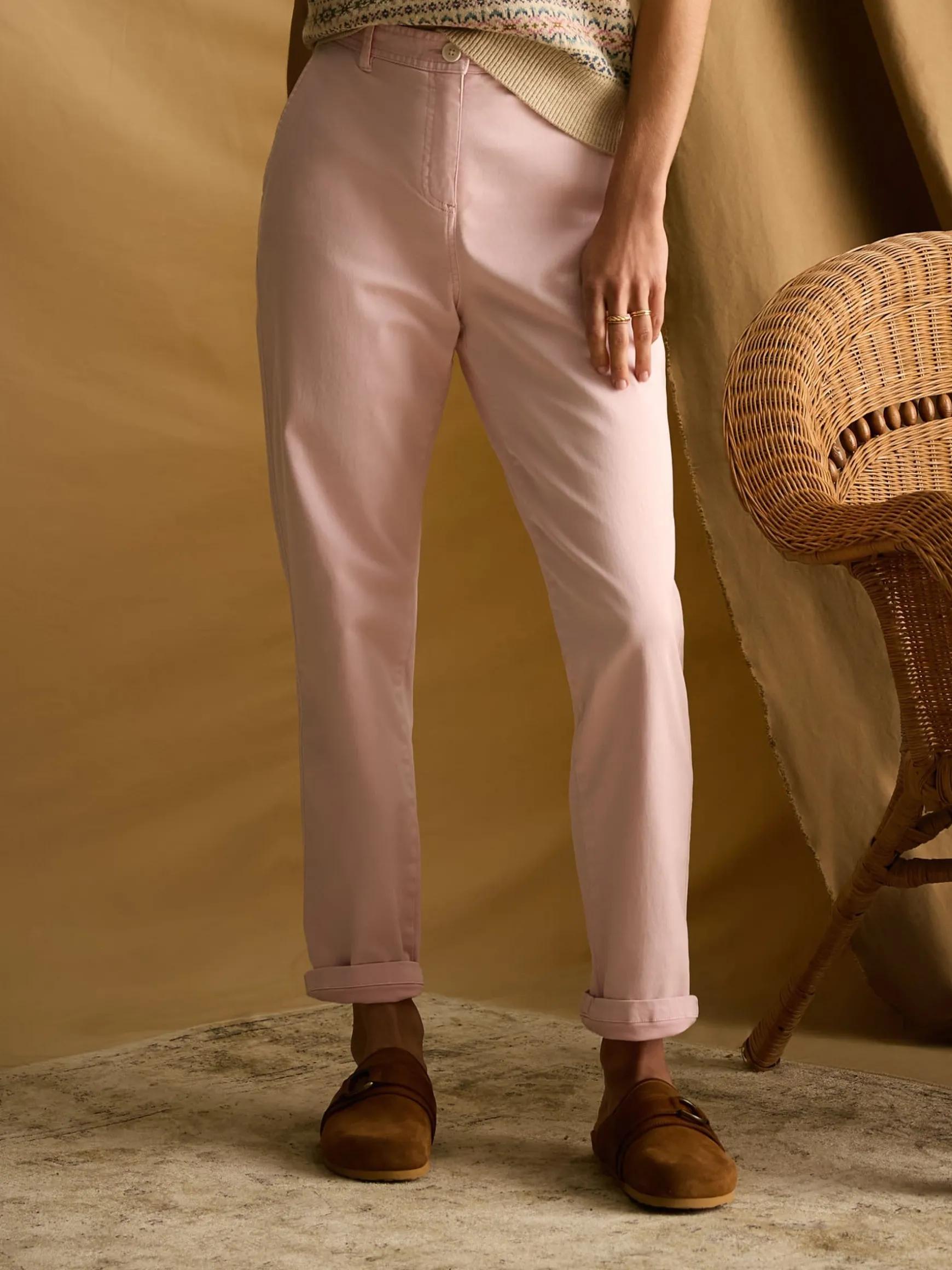 Rose Pink Slim Fit Chino Trousers