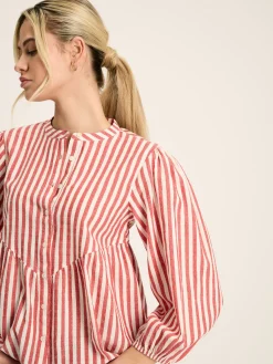 Rowan Red/White Gathered Sleeve Blouse