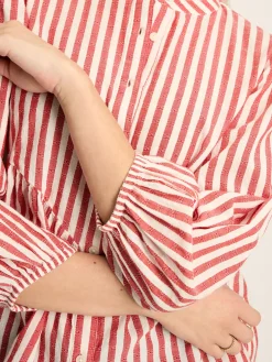 Rowan Red/White Gathered Sleeve Blouse