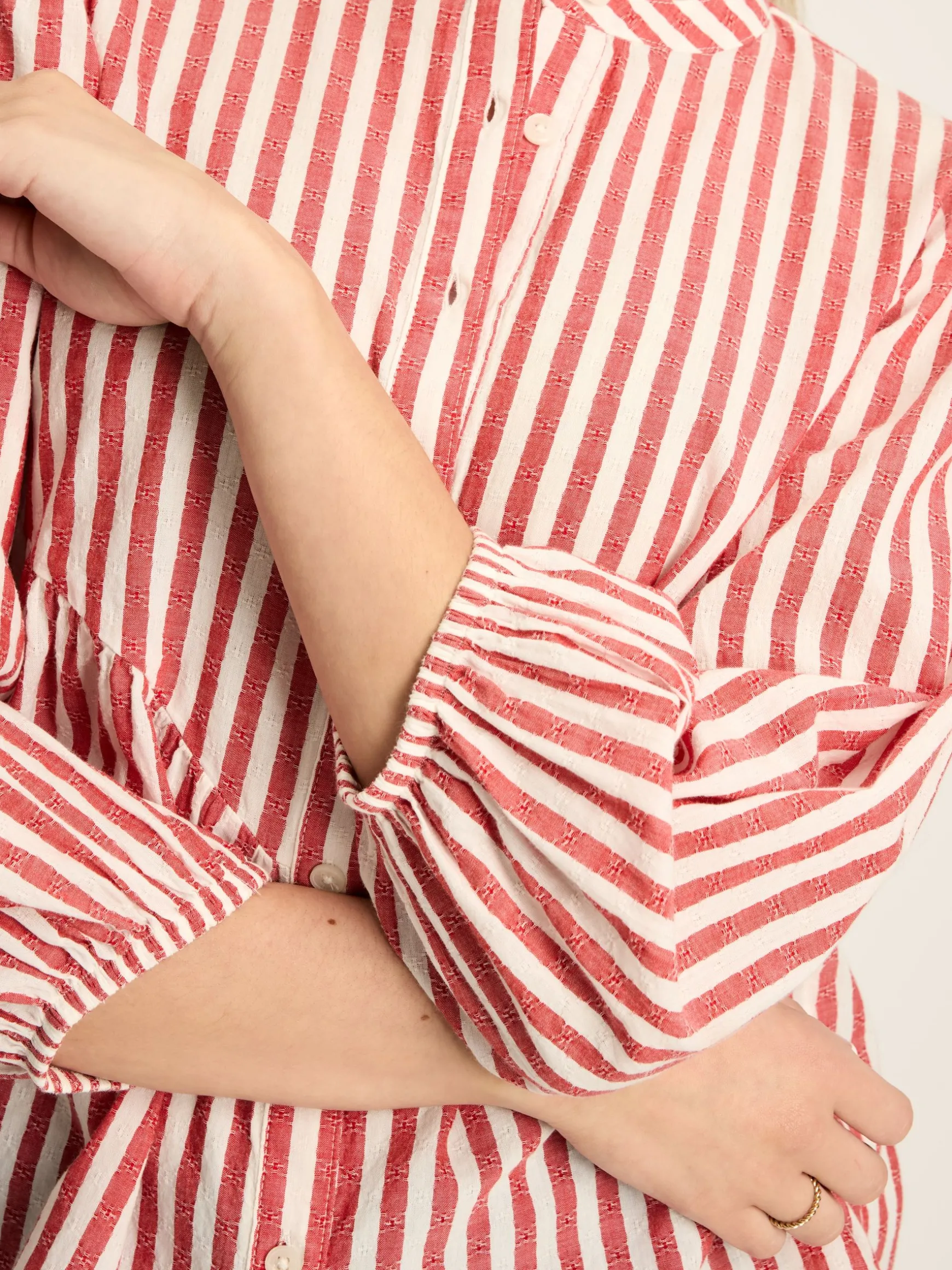 Rowan Red/White Gathered Sleeve Blouse