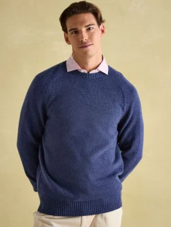 Rowley Navy Lambswool Crew Neck Jumper