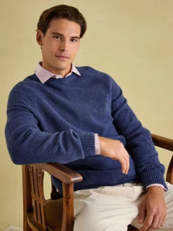 Rowley Navy Lambswool Crew Neck Jumper