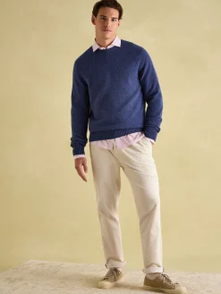 Rowley Navy Lambswool Crew Neck Jumper