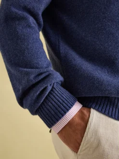 Rowley Navy Lambswool Crew Neck Jumper