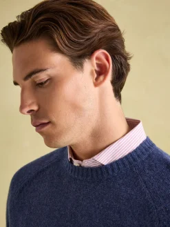 Rowley Navy Lambswool Crew Neck Jumper