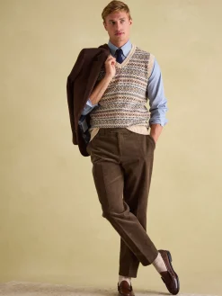 Rust Brown Slim Fit Herringbone Blazer