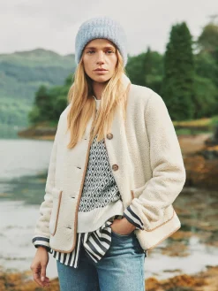 Sadie Cream Button Down Fleece Jacket