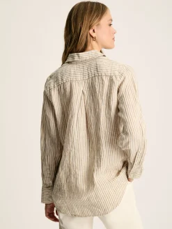 Selene Tan/White 100% Linen Shirt