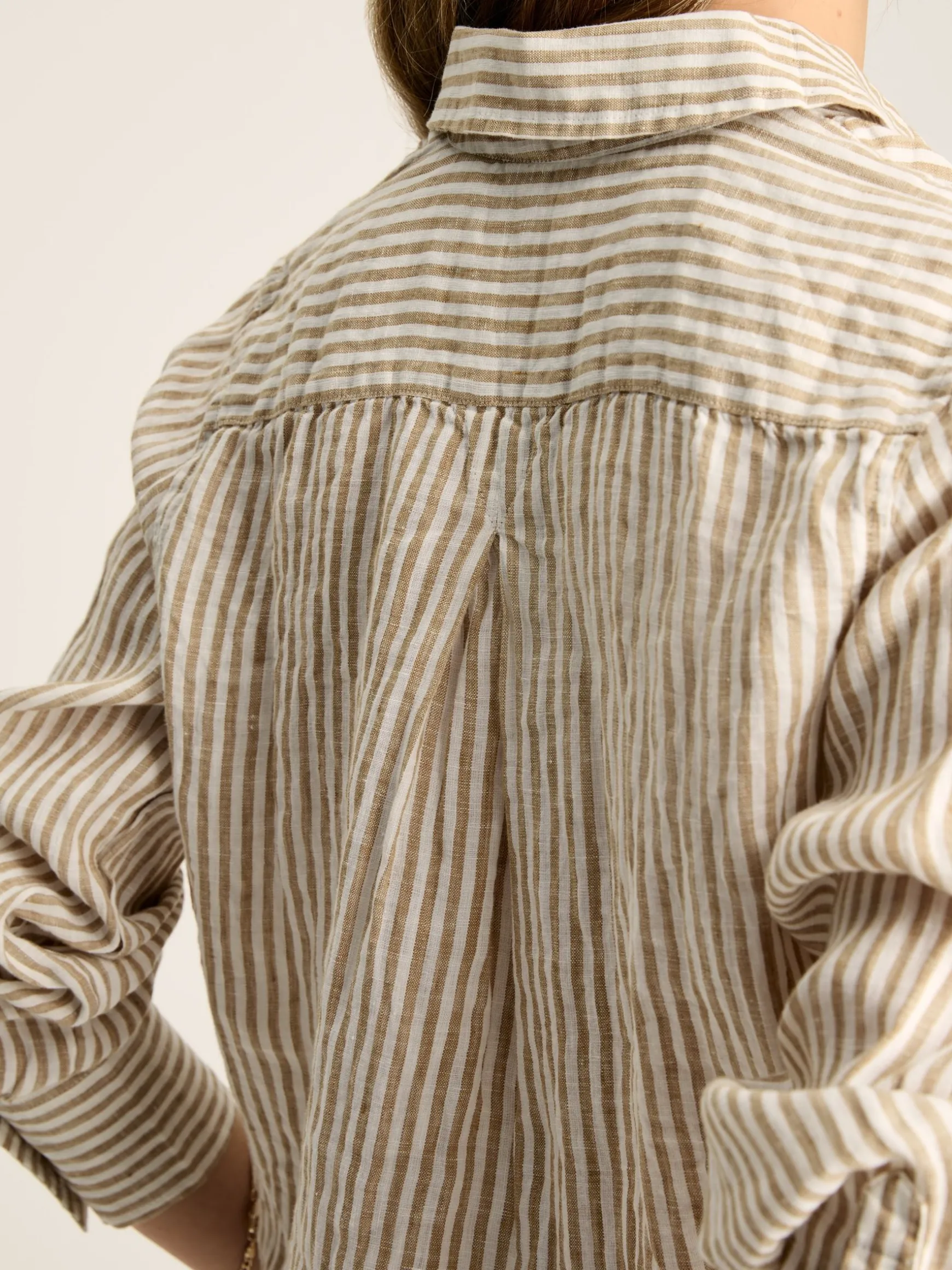 Selene Tan/White 100% Linen Shirt