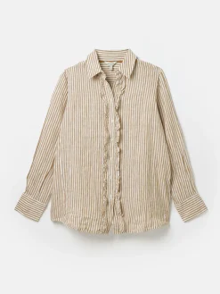 Selene Tan/White 100% Linen Shirt