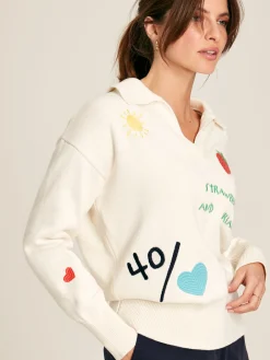 Set Match Cream Jumper with Tennis Embroidery