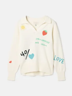 Set Match Cream Jumper with Tennis Embroidery