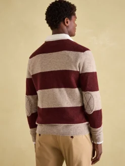 Seymour Burgundy & Cream Knitted Rugby Shirt