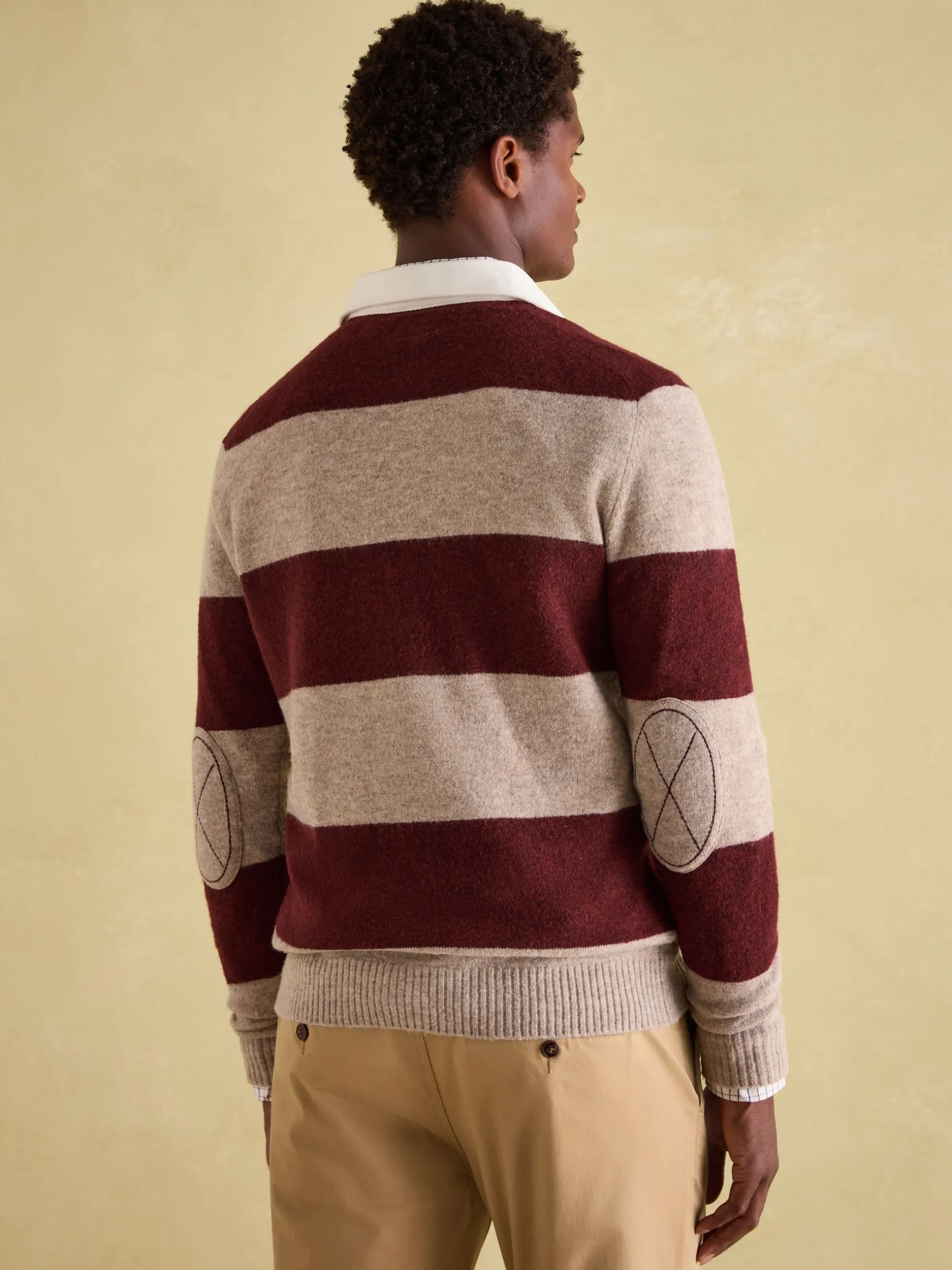 Seymour Burgundy & Cream Knitted Rugby Shirt