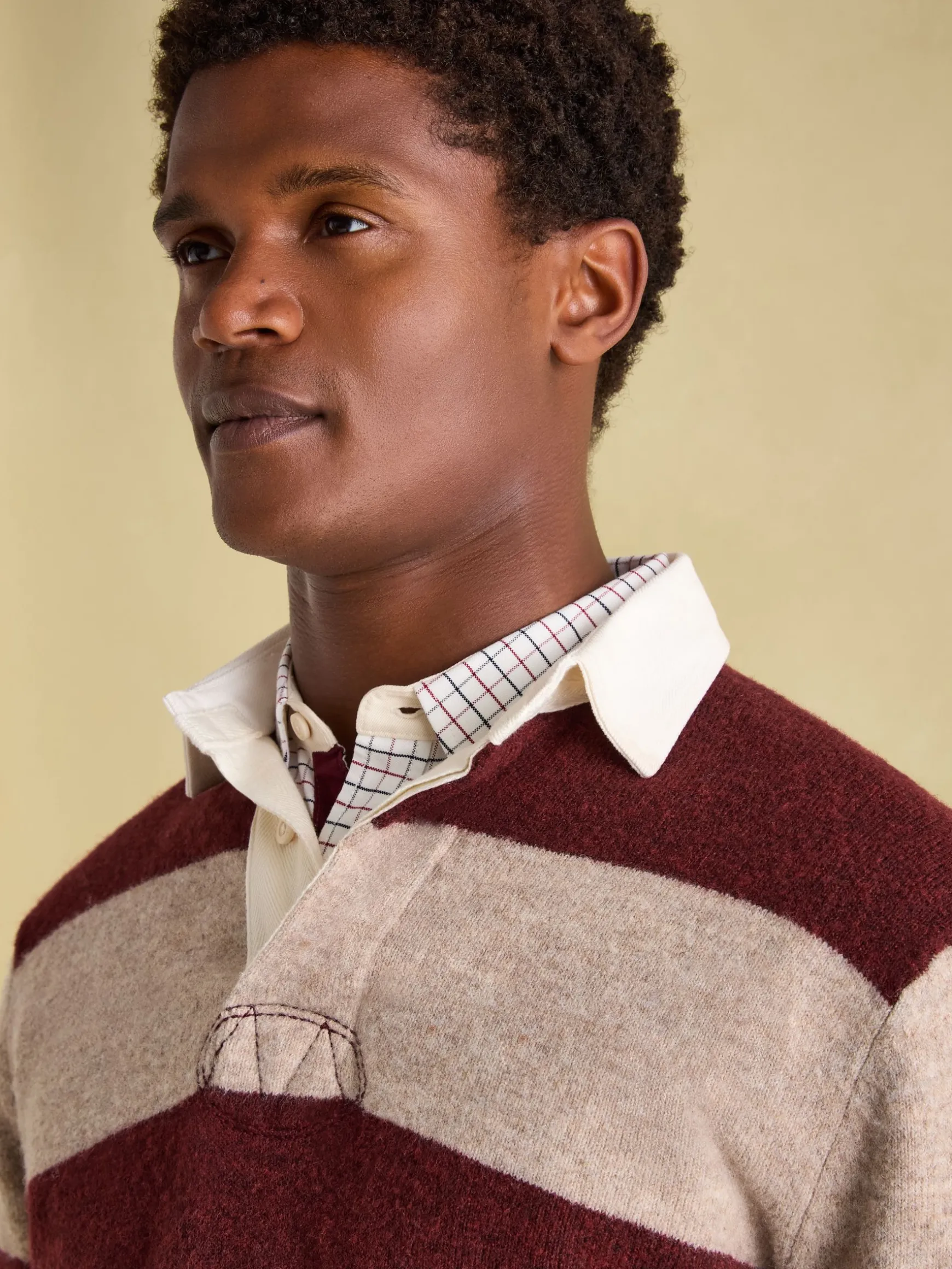 Seymour Burgundy & Cream Knitted Rugby Shirt
