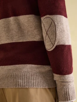 Seymour Burgundy & Cream Knitted Rugby Shirt