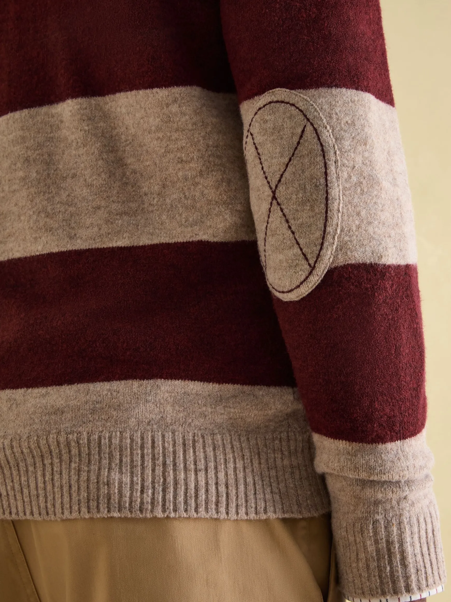 Seymour Burgundy & Cream Knitted Rugby Shirt