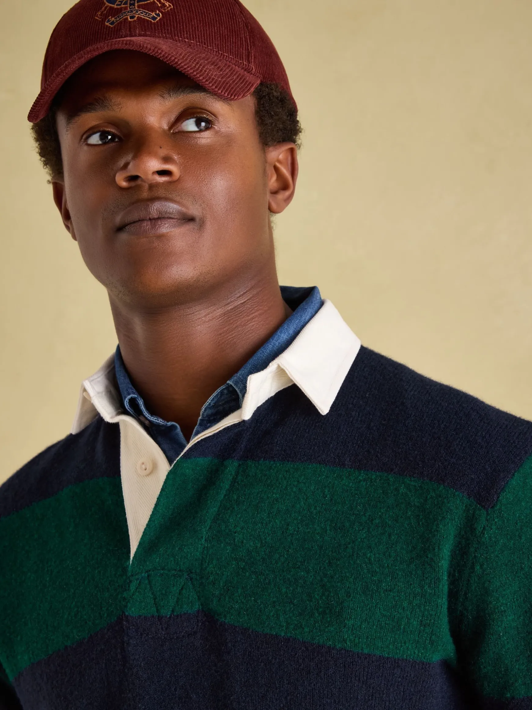 Seymour Green/Navy Knitted Rugby Shirt