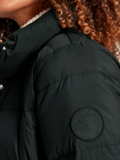 Somerton Black Showerproof Down Feather Long Puffer Coat