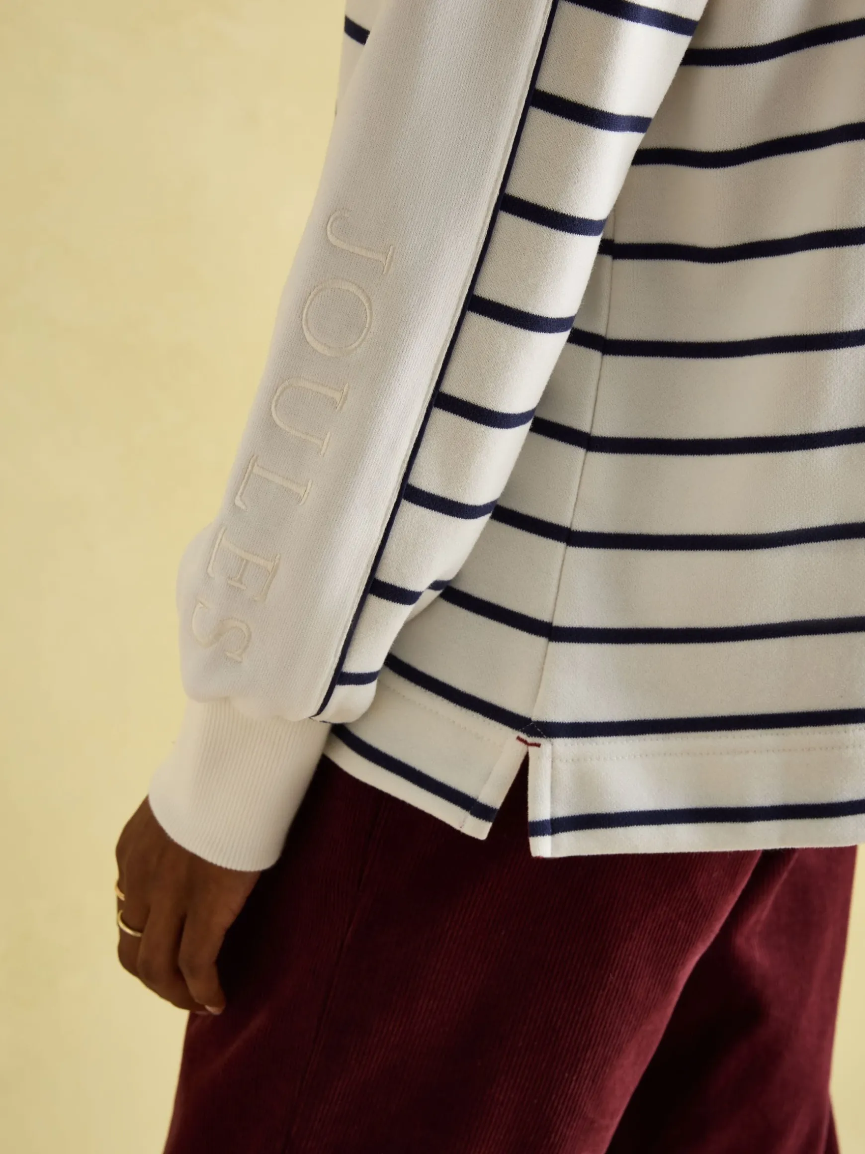 Southwold Navy Button Down Striped Sweatshirt