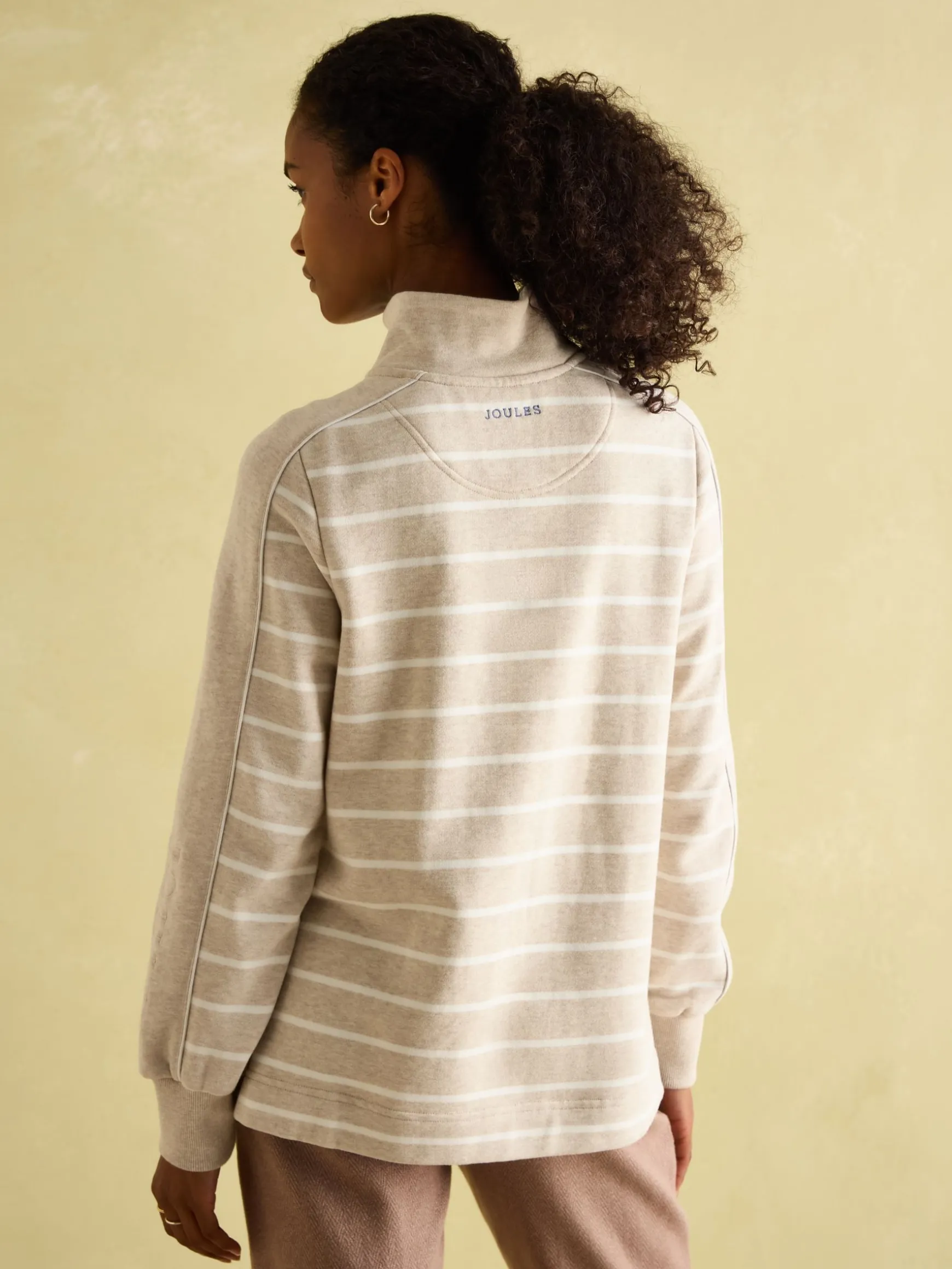 Southwold Oatmarl Button Down Striped Sweatshirt