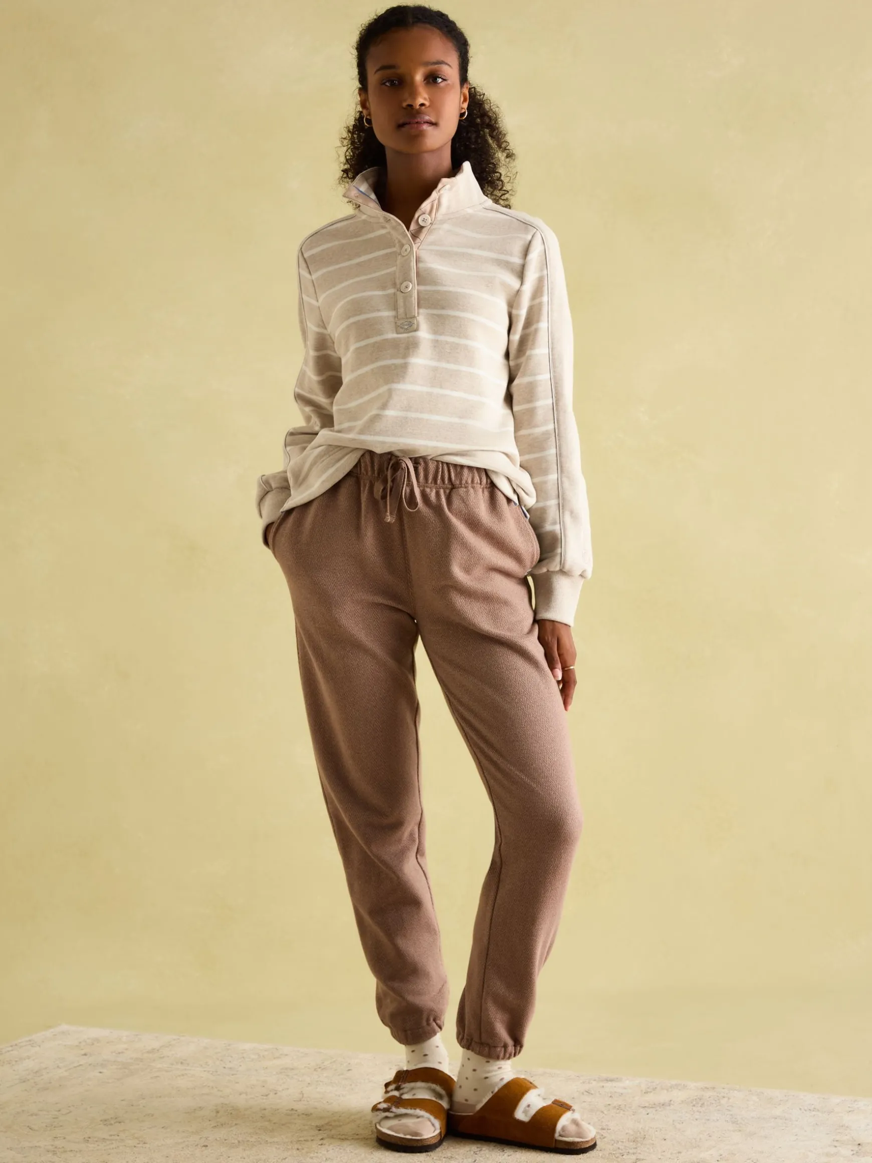 Southwold Oatmarl Button Down Striped Sweatshirt