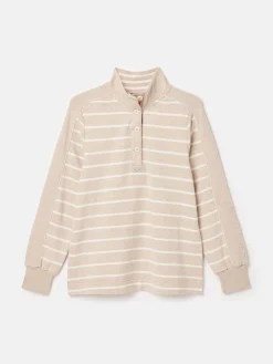 Southwold Oatmarl Button Down Striped Sweatshirt