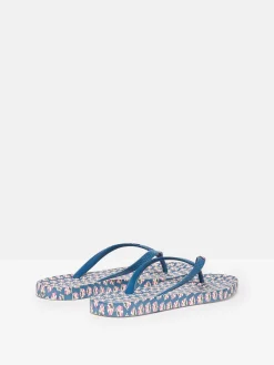 Sunvale Blue Floral Printed Flip Flops